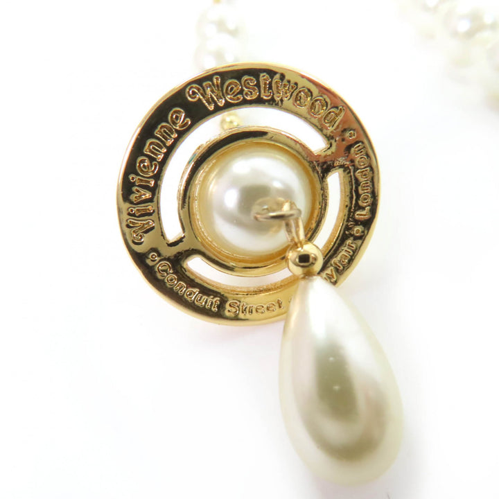 Great Vivienne Westwood Necklace Broken Pearl Choker with Rhinestones gold
