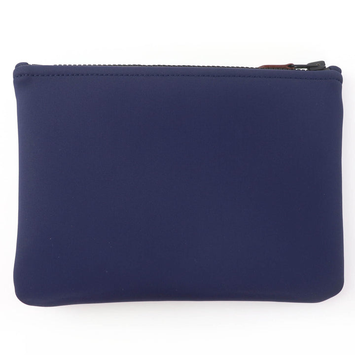 Excellent HERMES Pouch Truth Flat PM Neoban Logo-printed ZIP Navy Women