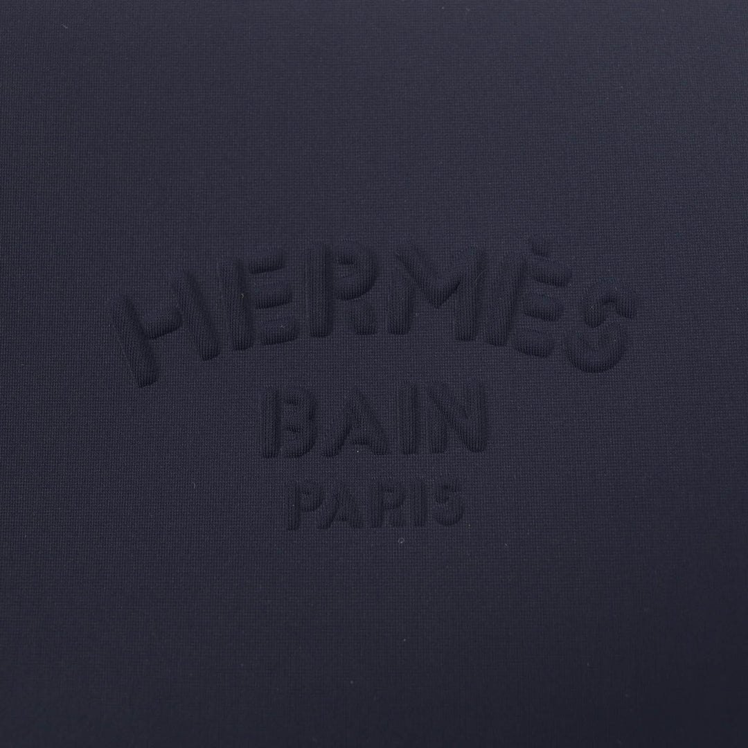 Excellent HERMES Pouch Truth Flat PM Neoban Logo-printed ZIP Navy Women
