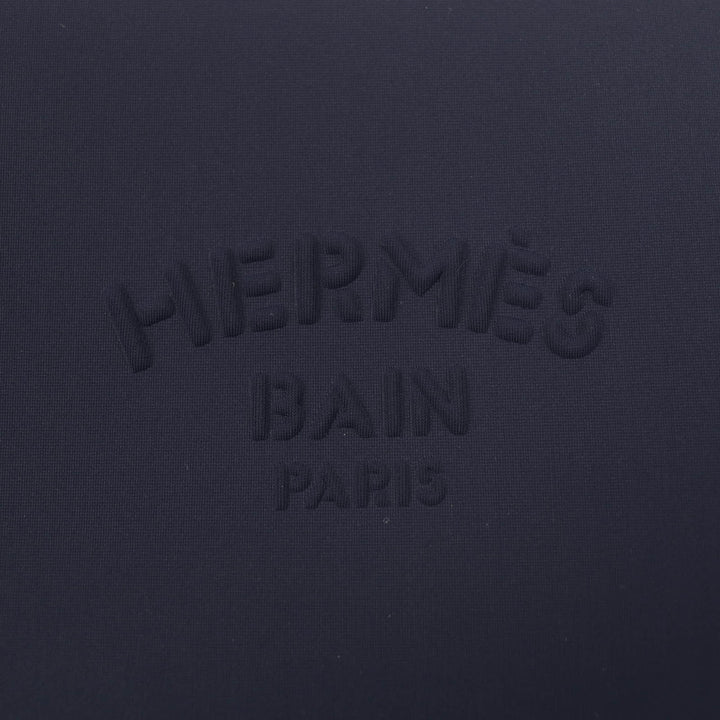 Excellent HERMES Pouch Truth Flat PM Neoban Logo-printed ZIP Navy Women