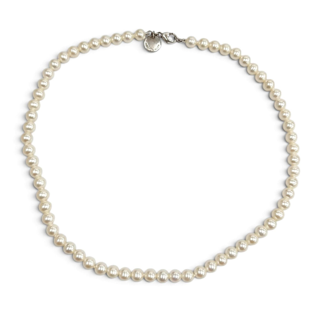 Great TIFFANY&Co. Necklace Pearl Necklace, Silver Clasp, 6-0.3"" white
