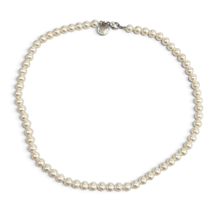Great TIFFANY&Co. Necklace Pearl Necklace, Silver Clasp, 6-0.3"" white