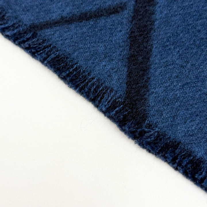 Great BERLUTI Scarf Calligraphy Long Scarf Stole Shawl blue wool mens