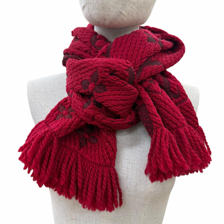 Great LOUIS VUITTON Scarf Escalp Logo Mania With fringe wool Women 413287