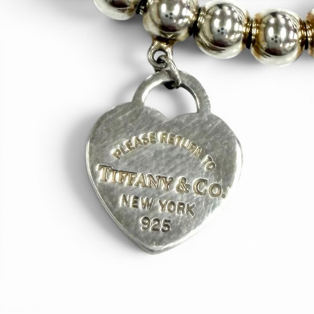 Great TIFFANY&Co. bracelet Mini Heart Tag Bead Bracelet Silver 925 Women