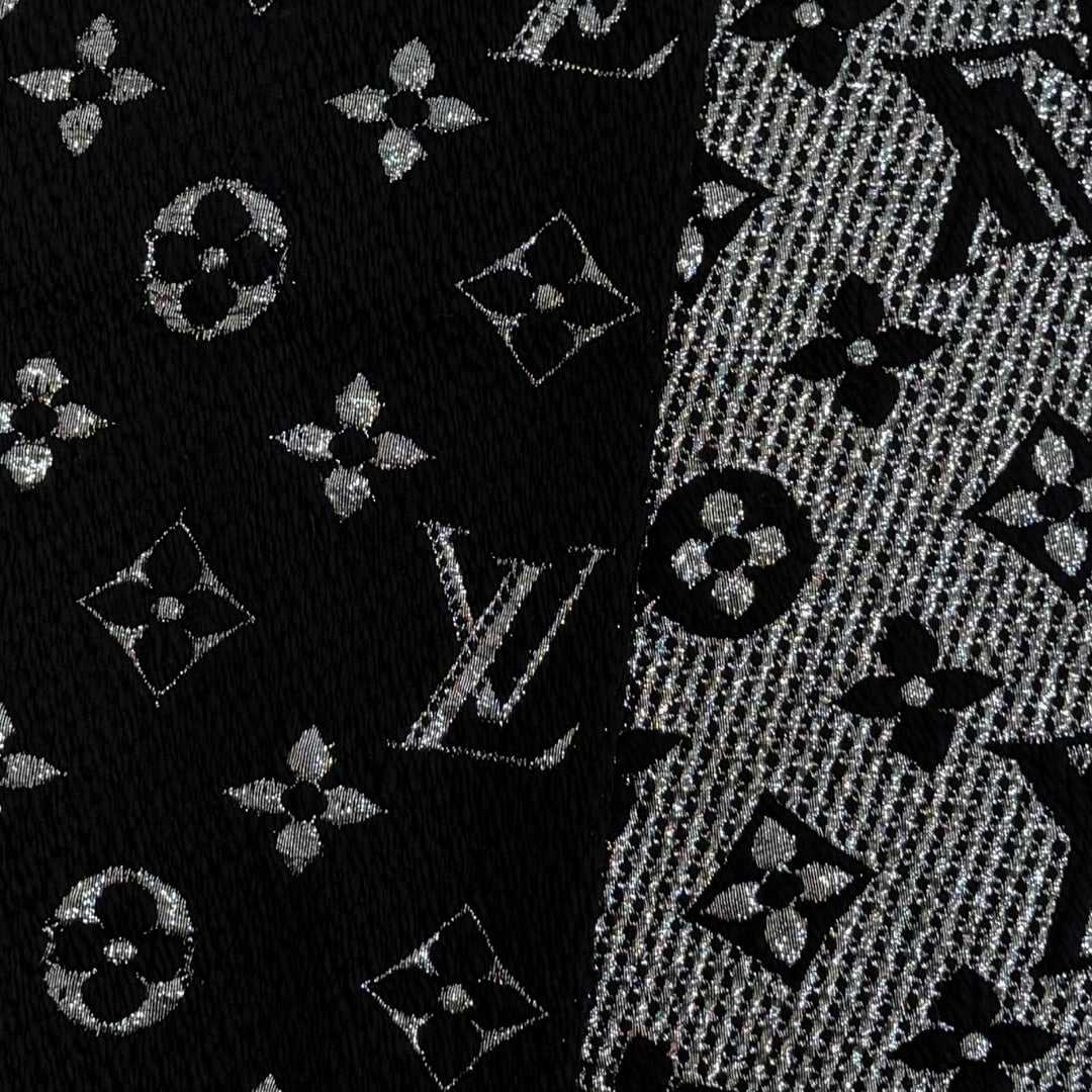 Very Good LOUIS VUITTON Scarf Escalp Logo Mania Shine black wool Women M75833