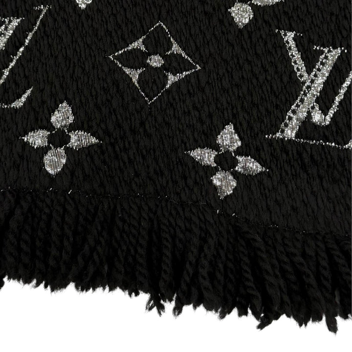 Very Good LOUIS VUITTON Scarf Escalp Logo Mania Shine black wool Women M75833