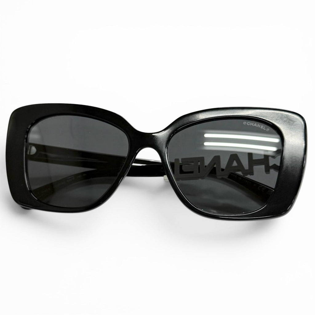 Very Good CHANEL sunglasses COCO Mark logo rhinestone black 5422-B