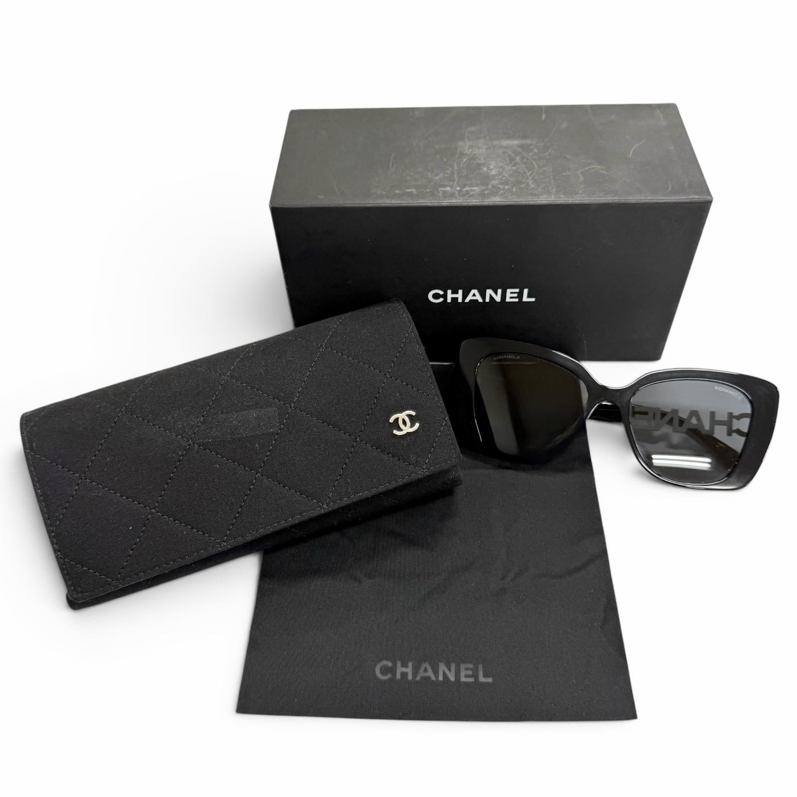 Very Good CHANEL sunglasses COCO Mark logo rhinestone black 5422-B
