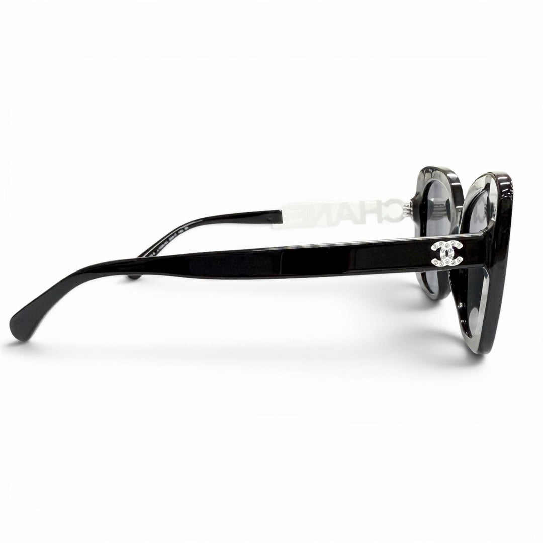 Very Good CHANEL sunglasses COCO Mark logo rhinestone black 5422-B 53□17 140
