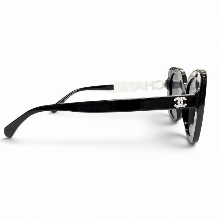 Very Good CHANEL sunglasses COCO Mark logo rhinestone black 5422-B 53□17 140