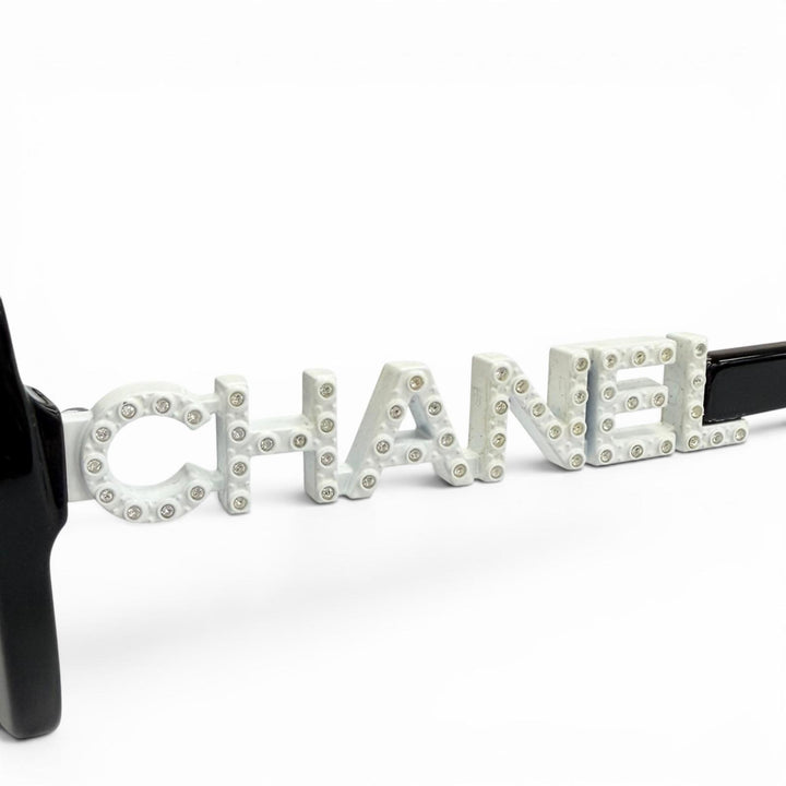 Very Good CHANEL sunglasses COCO Mark logo rhinestone black 5422-B 53□17 140