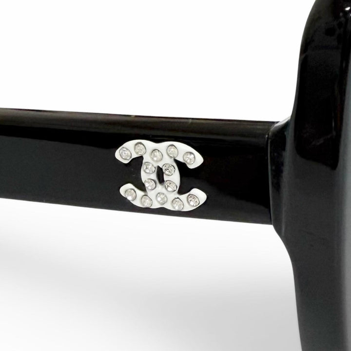 Very Good CHANEL sunglasses COCO Mark logo rhinestone black 5422-B 53□17 140