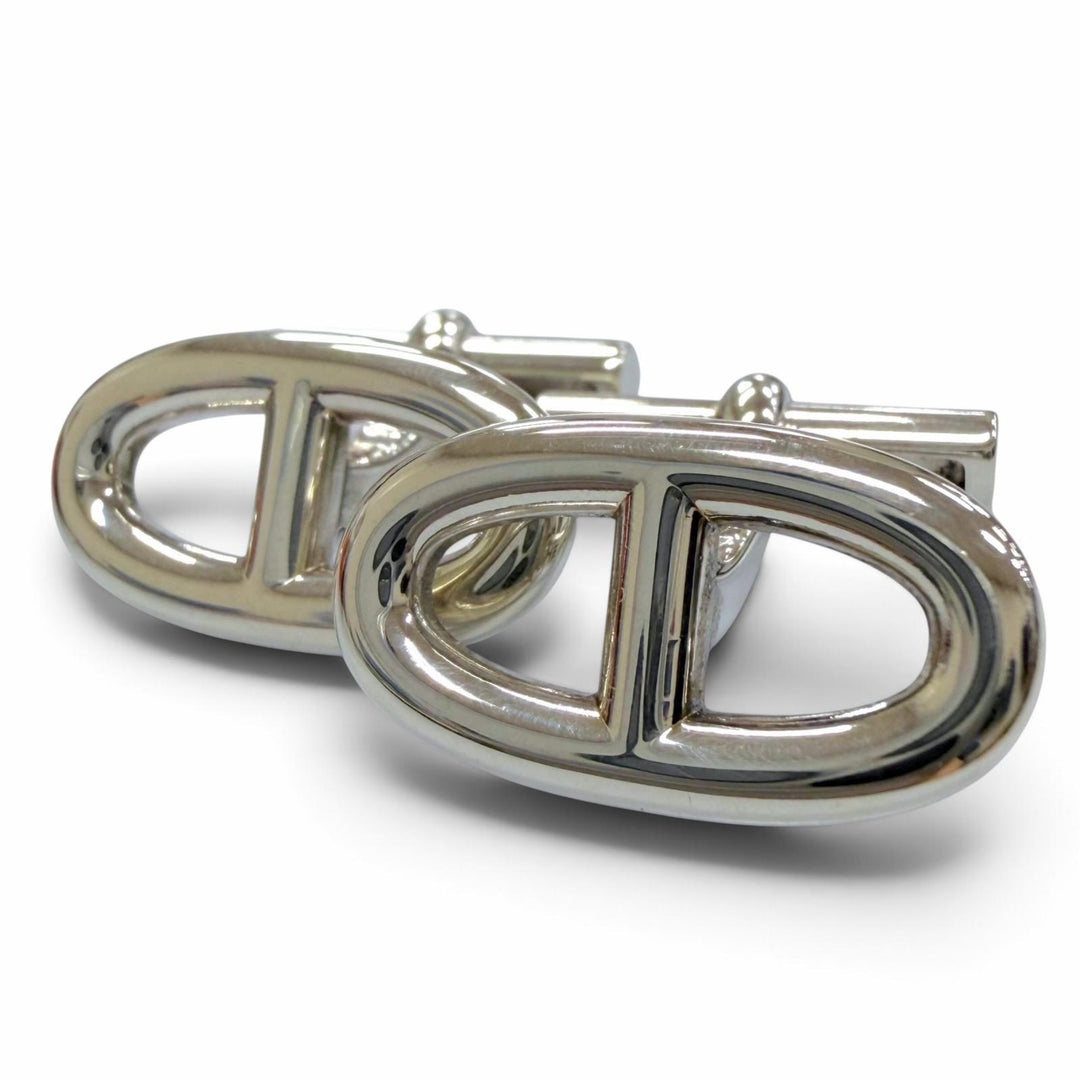 Excellent HERMES Cufflinks cufflinks ChÃ©ne Dunkel Silver AG925 mens