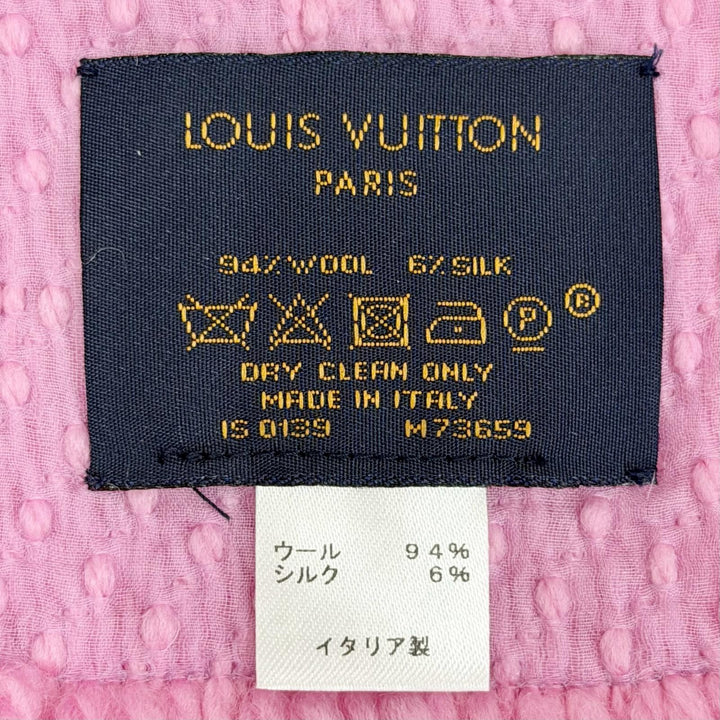 Great LOUIS VUITTON Scarf Escalp Logo Mania Monogram fringe pink wool M73659
