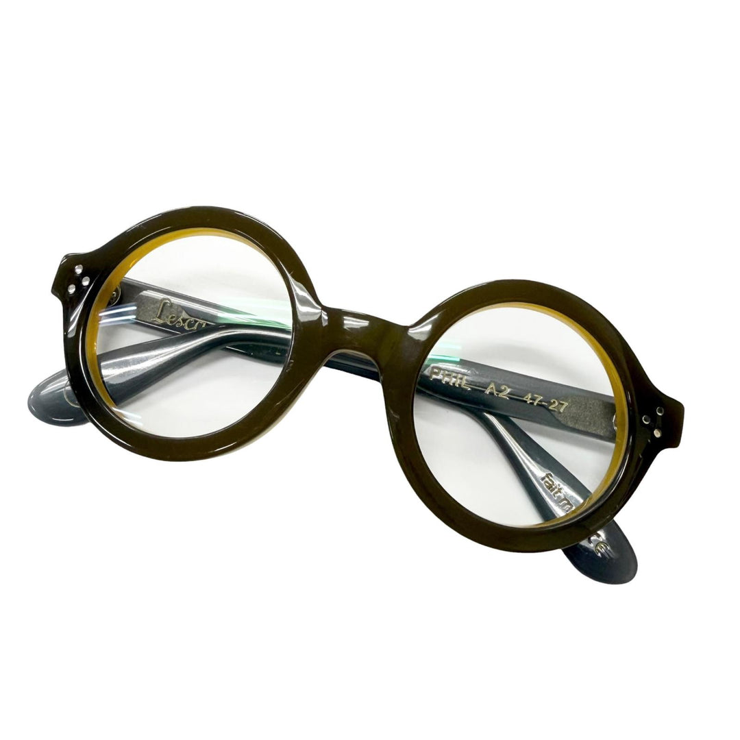 Great Lesca Lunetier Glasses PHIL Round frame Brown mens
