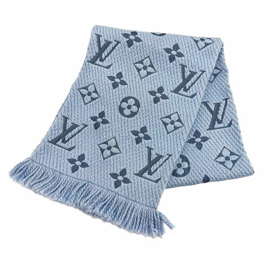 Great LOUIS VUITTON Scarf Escalp Logo Mania LV logo with fringe wool M75702