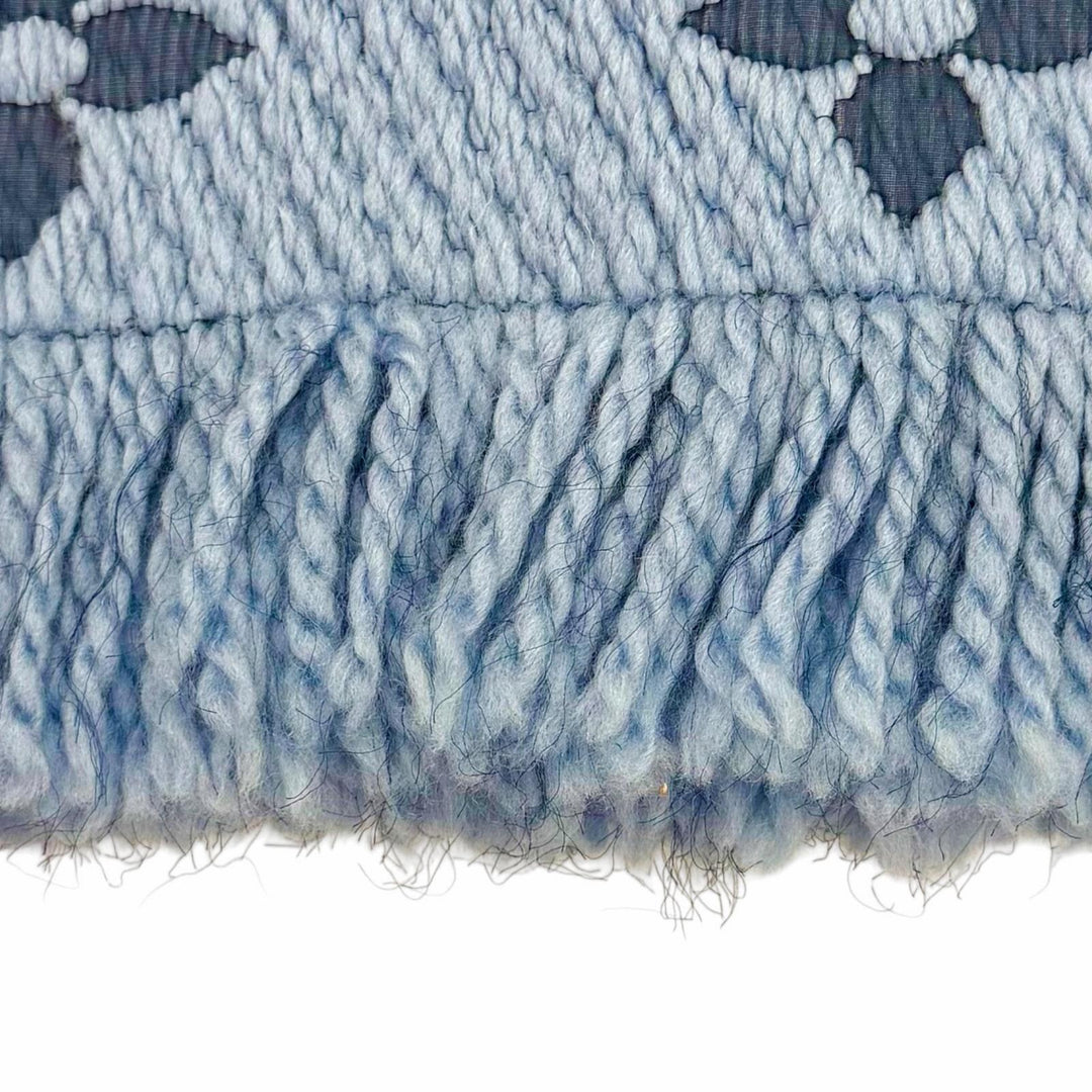 Great LOUIS VUITTON Scarf Escalp Logo Mania LV logo with fringe wool M75702