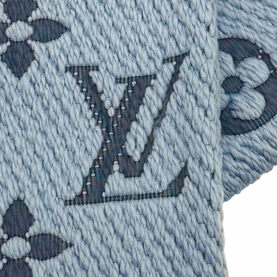 Great LOUIS VUITTON Scarf Escalp Logo Mania LV logo with fringe wool M75702