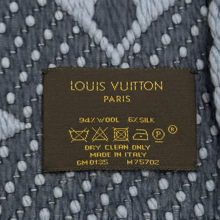 Great LOUIS VUITTON Scarf Escalp Logo Mania LV logo with fringe wool M75702