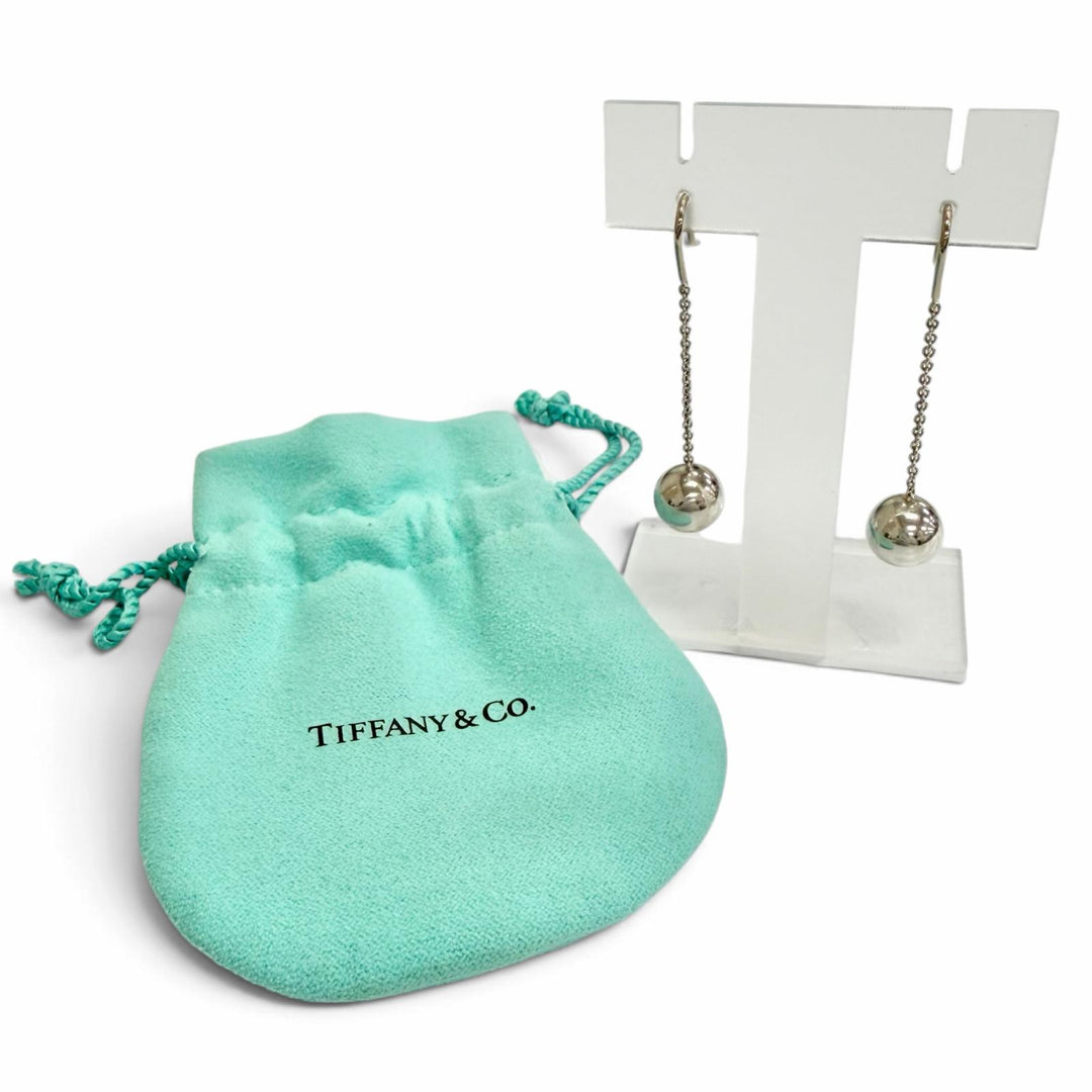 Great TIFFANY&Co. Pierce Drop Ball Hook Pierce Accessory Silver 925 Women