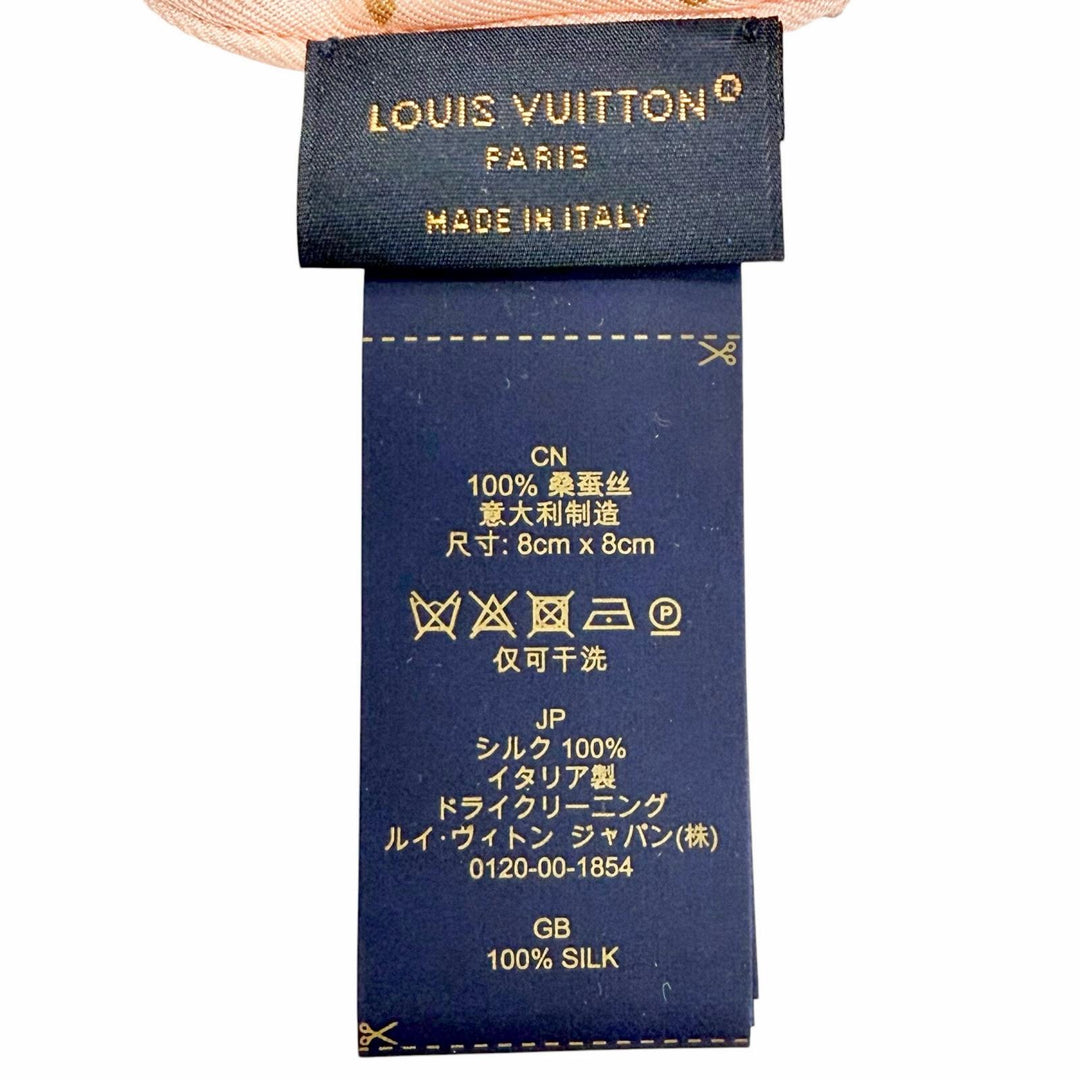 Excellent LOUIS VUITTON Monogram Heart Scrunchie 2-Piece Set pink silk M78431