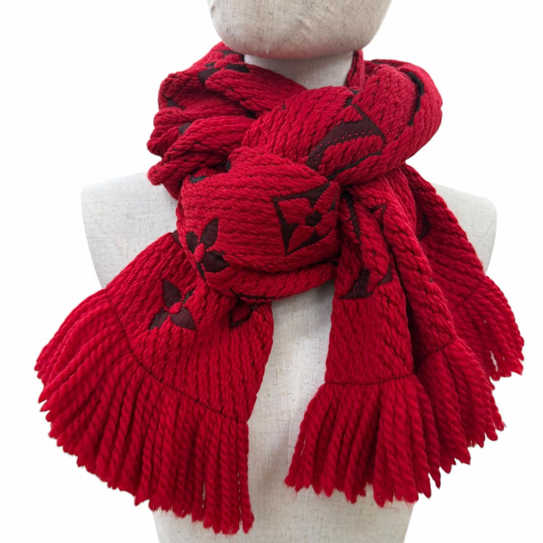 Excellent LOUIS VUITTON Scarf Esharp Logomania wool Women M72432