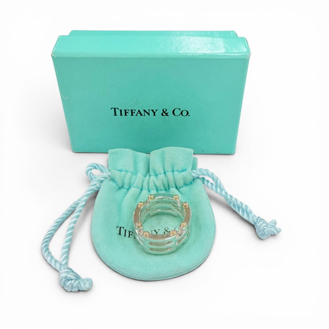 Great TIFFANY&Co. Ring ring Gate Link Ring combination Silver 925 Women