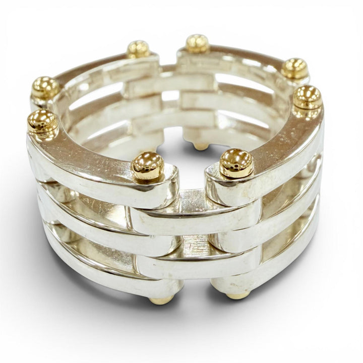Great TIFFANY&Co. Ring ring Gate Link Ring combination Silver 925 Women
