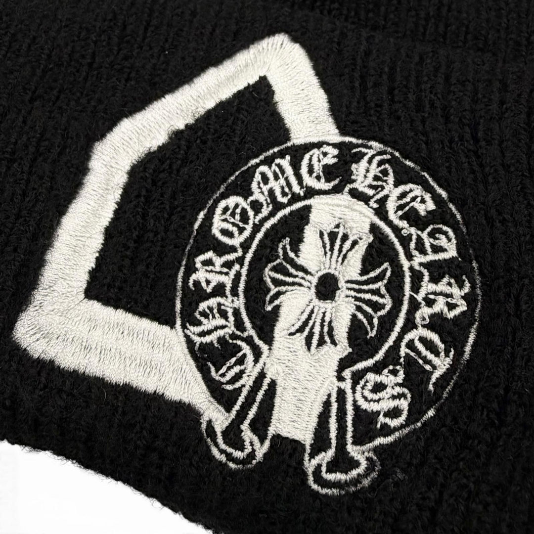 Great CHROME HEARTS Dover Street Market Knit cap black wool mens
