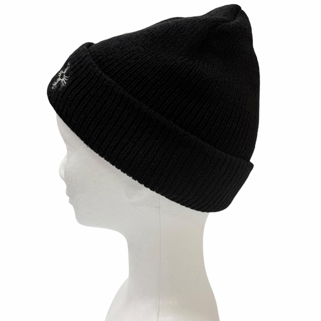 Great CHROME HEARTS Knit cap Horseshoe CH Plus Embroidery Beanie black wool mens