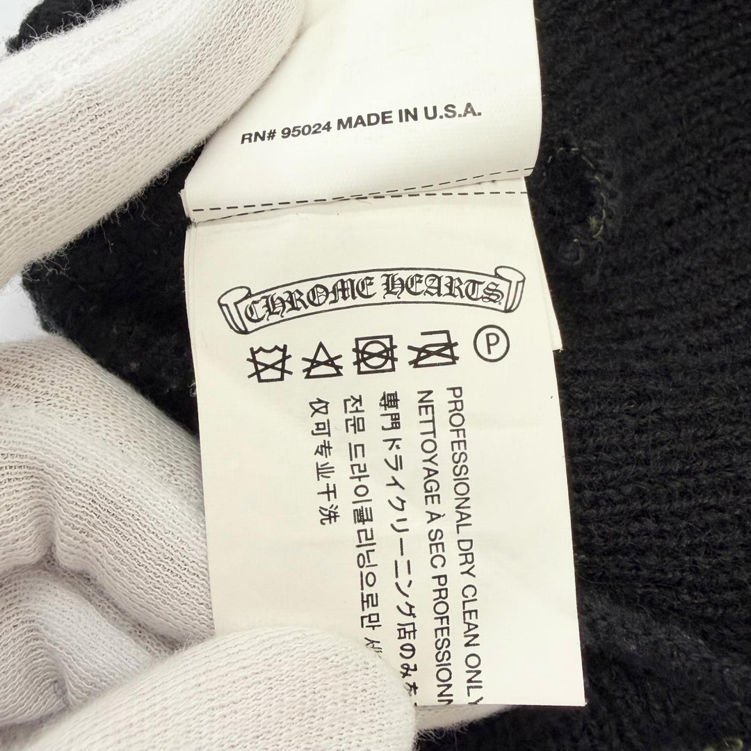 Great CHROME HEARTS Knit cap Horseshoe CH Plus Embroidery Beanie black wool mens