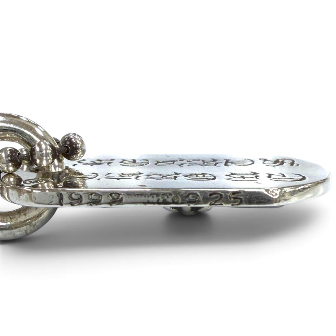 Great CHROME HEARTS Necklace RAISED DOGTAG Floral Cross Ball chain Silver 925