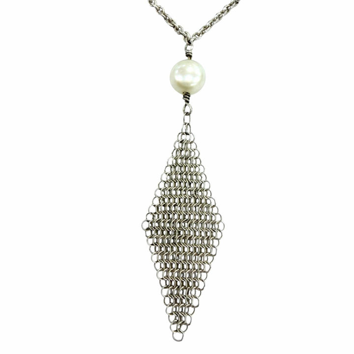 Great TIFFANY&Co. Necklace Mesh Tassel Pendant Silver 925 Women