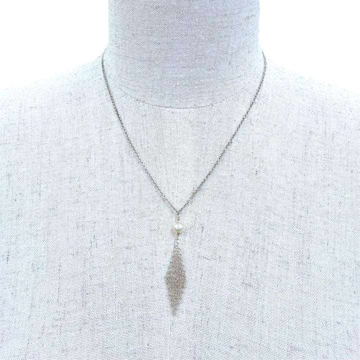 Great TIFFANY&Co. Necklace Mesh Tassel Pendant Silver 925 Women