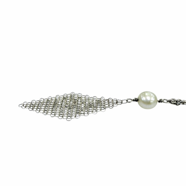 Great TIFFANY&Co. Necklace Mesh Tassel Pendant Silver 925 Women