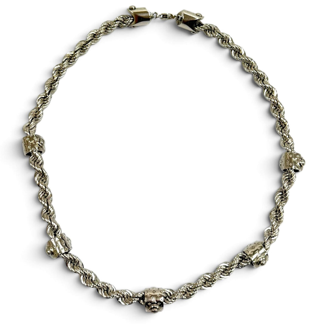 Great LOUIS VUITTON Necklace Necklace LV Rope Monogram Silver mens M01748