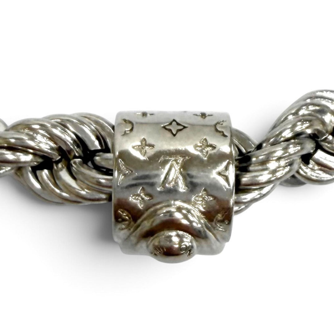 Great LOUIS VUITTON Necklace Necklace LV Rope Monogram Silver mens M01748