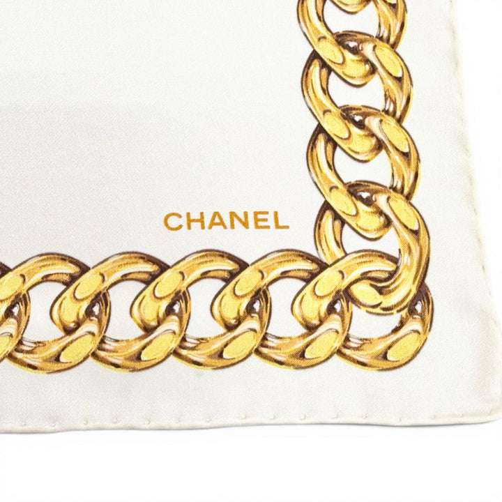 Pristine CHANEL scarf Cruise Collection Show Satin light beige silk Women