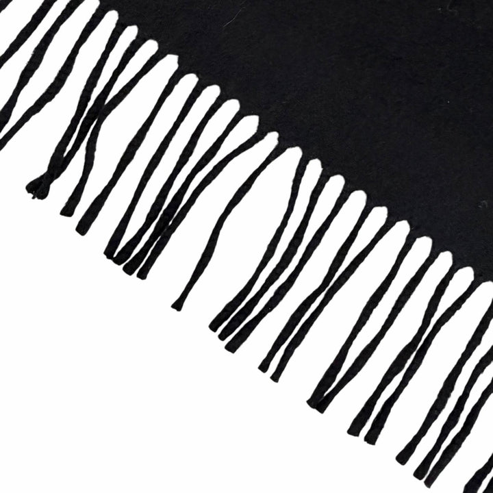 Great HERMES shawl Logo embroidered fringe scarf shawl stole black cashmere