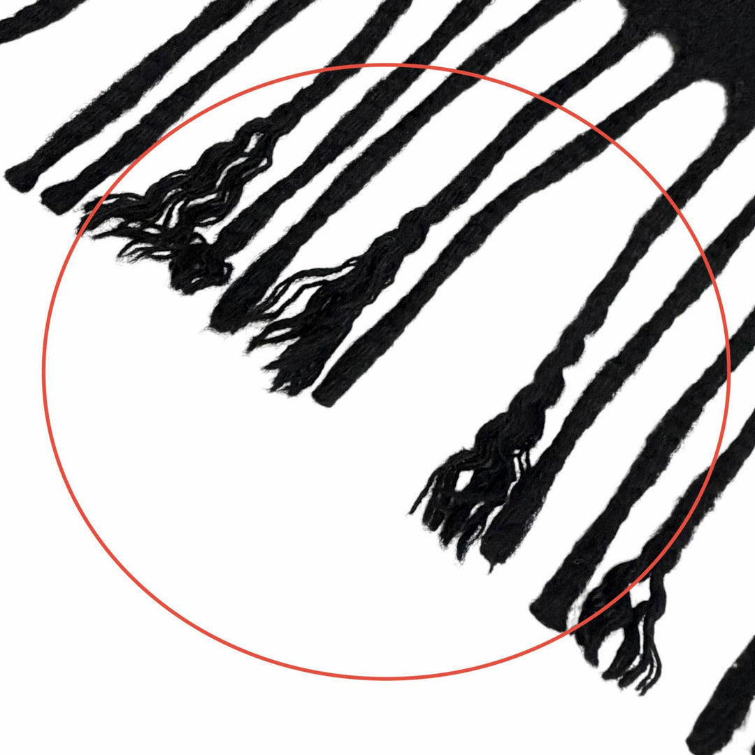 Great HERMES shawl Logo embroidered fringe scarf shawl stole black cashmere