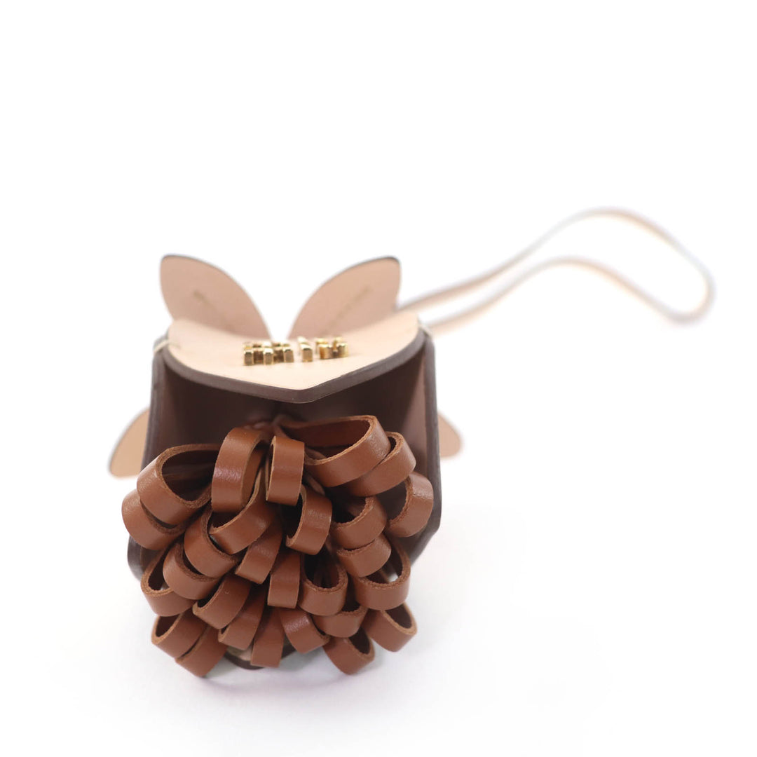 Pristine MIUMIU Bag charm Leather Trick Charm Logo Metal beige Women 5TL498
