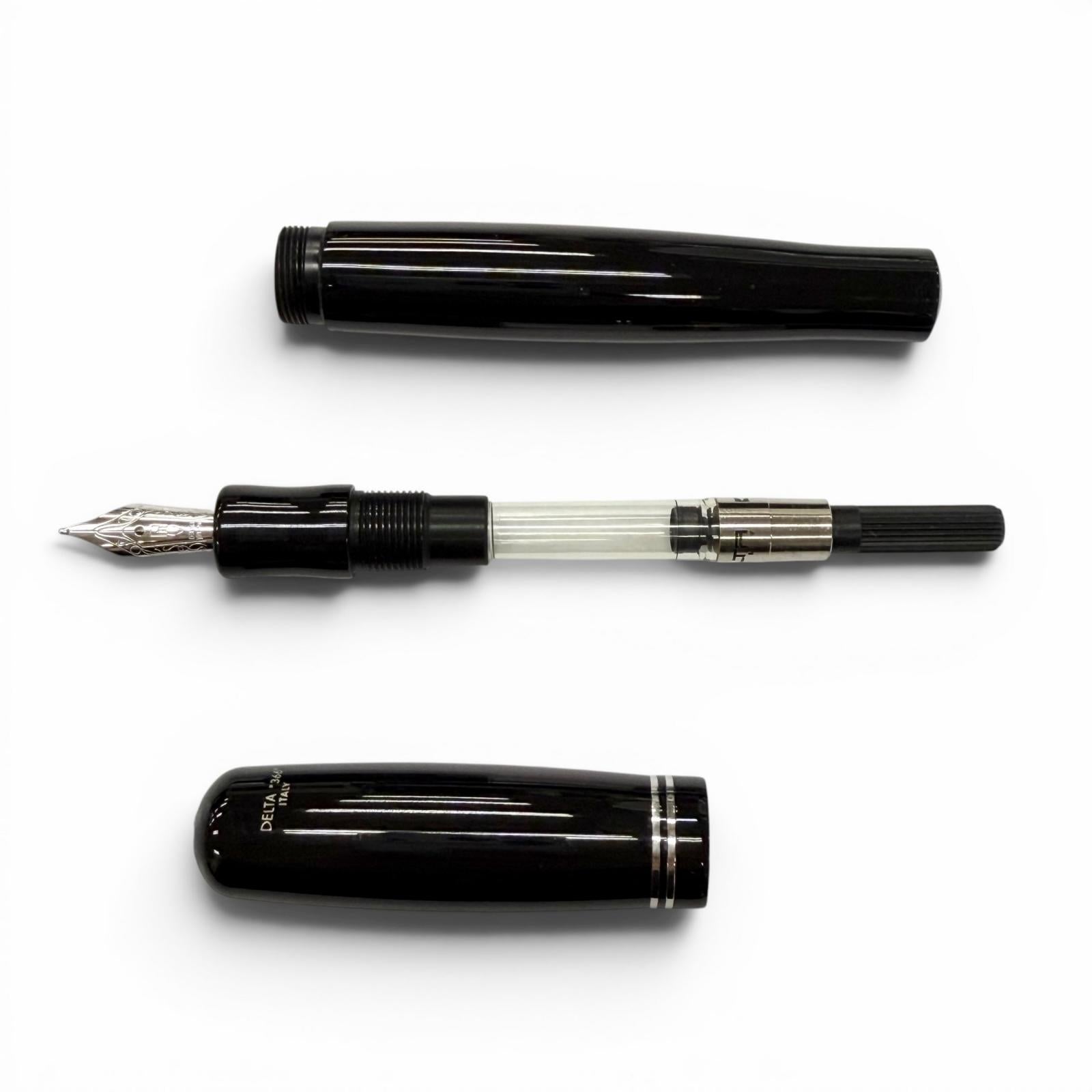 Excellent DELTA fountain pen black 18K mens 366 – caro-japan