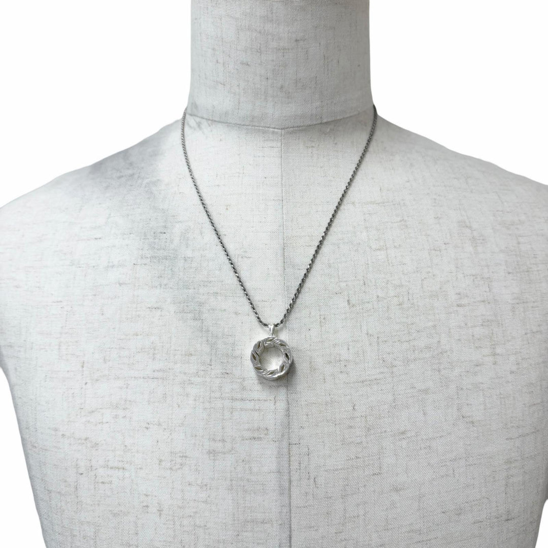 Great BOTTEGAVENETA Necklace Ring motif pendant Silver AG925 mens