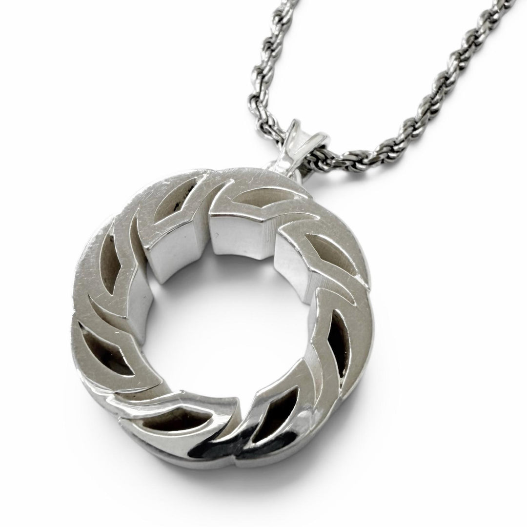 Great BOTTEGAVENETA Necklace Ring motif pendant Silver AG925 mens
