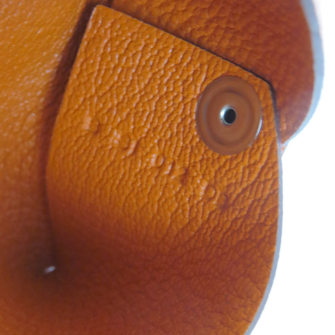 Pristine HERMES Card Case Calvi Pass Case Card Case Orange Shave Women
