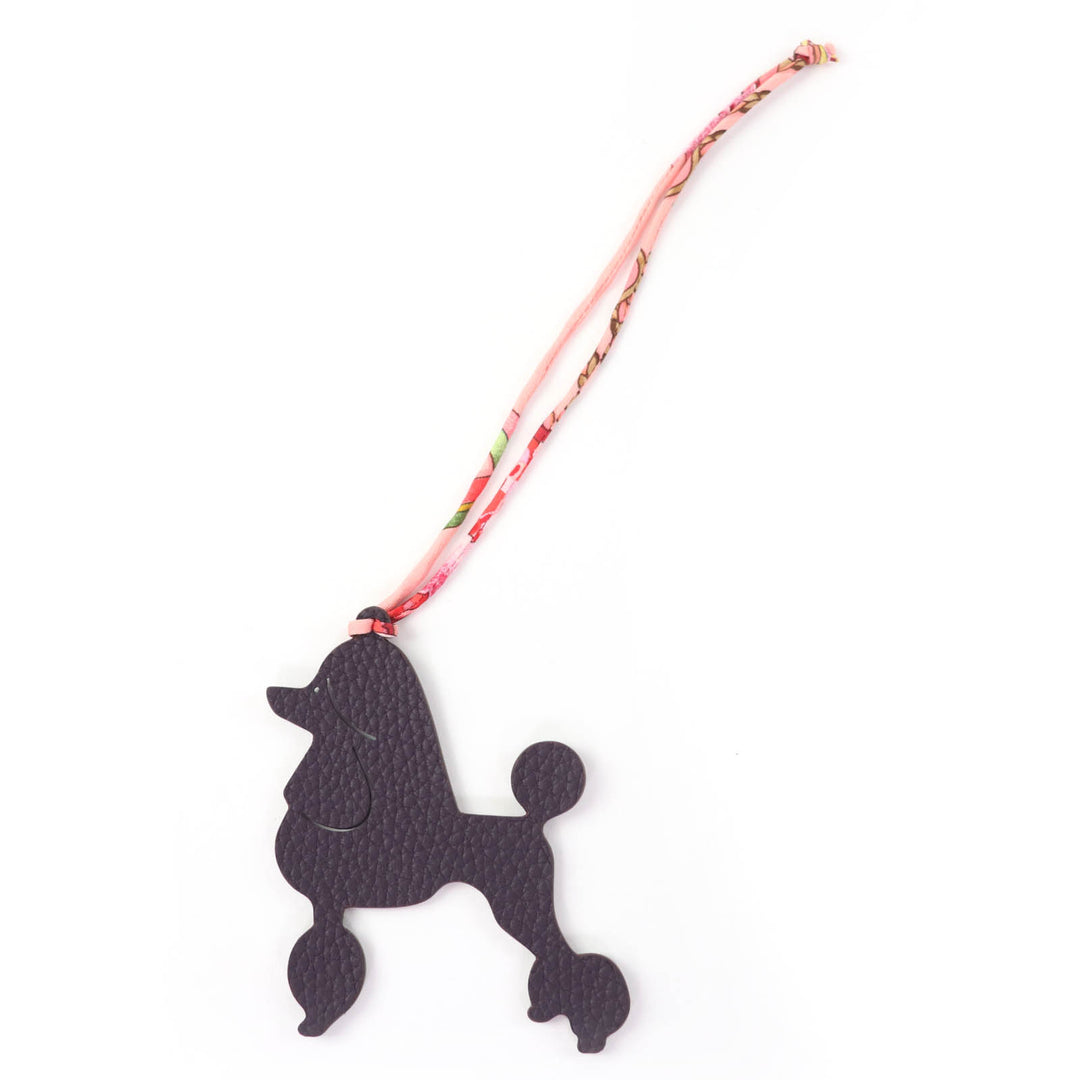 Excellent HERMES Bag charm Petit H Poodle Charm Togo Leather Women