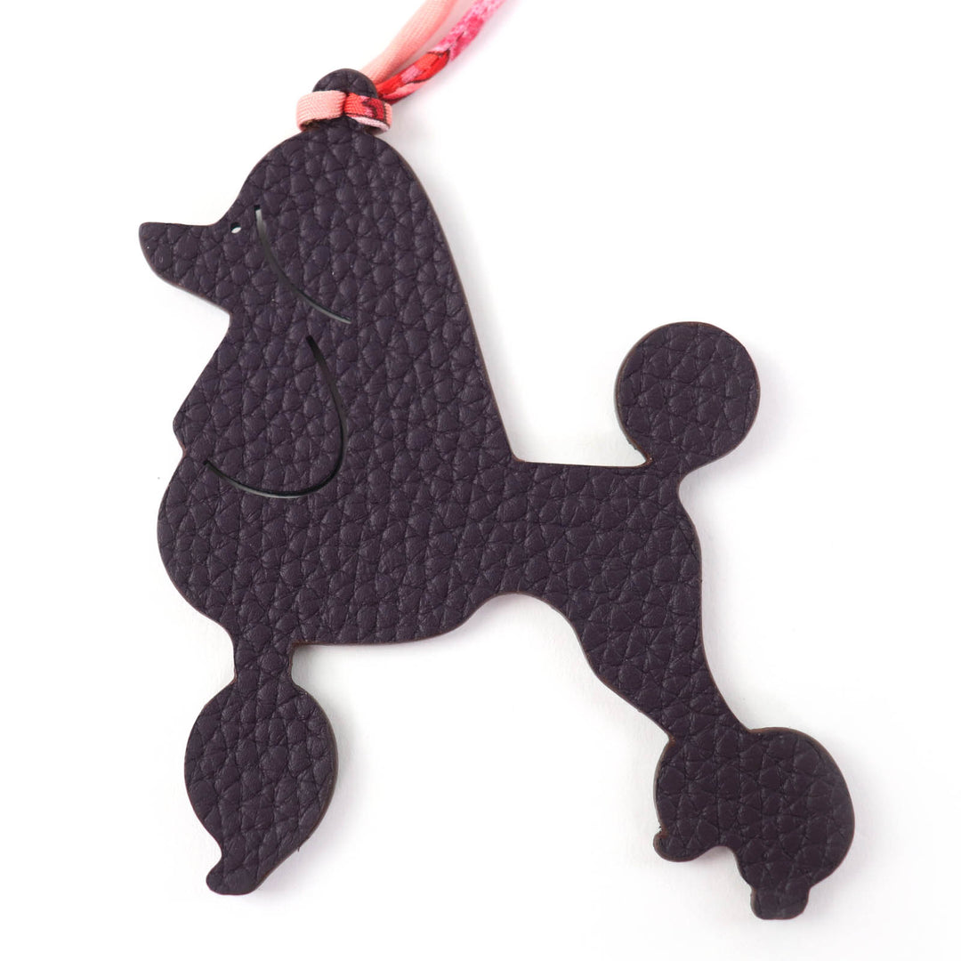 Excellent HERMES Bag charm Petit H Poodle Charm Togo Leather Women
