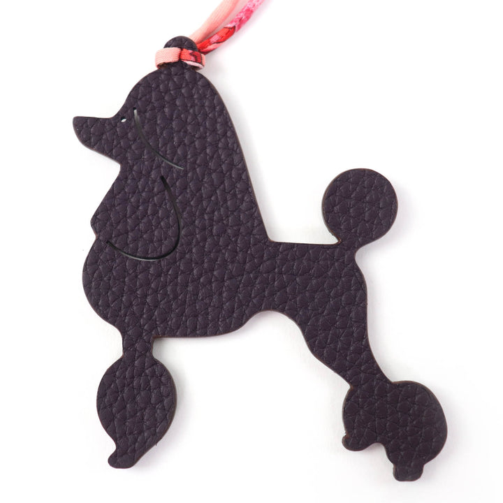 Excellent HERMES Bag charm Petit H Poodle Charm Togo Leather Women