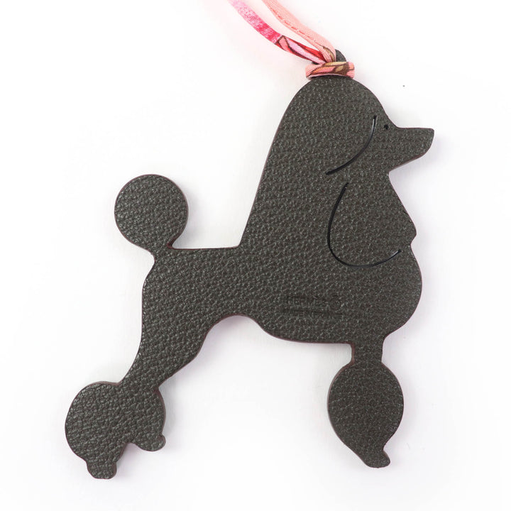 Excellent HERMES Bag charm Petit H Poodle Charm Togo Leather Women